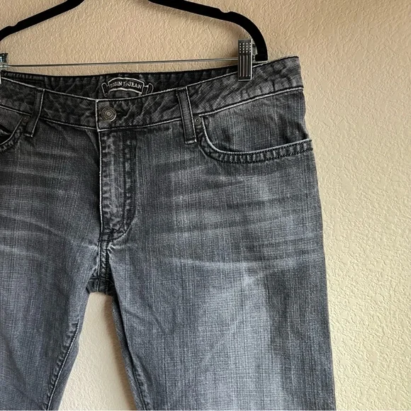 Robin's Jean Men's Raw Denim Straight Leg Black Jeans with Studs, size 38